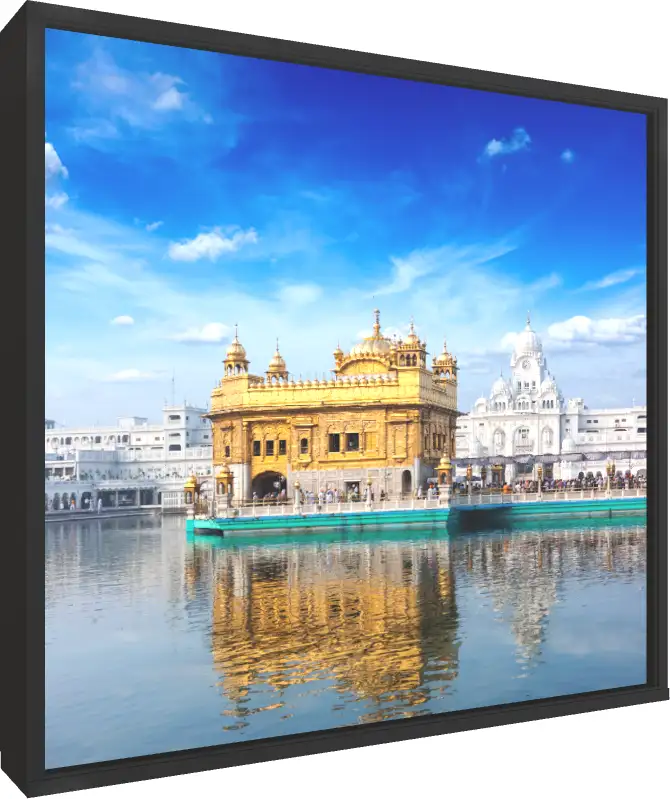 Divine Harmandir Sahib Golden Temple Art — floater frame preview | PrintPosters.in